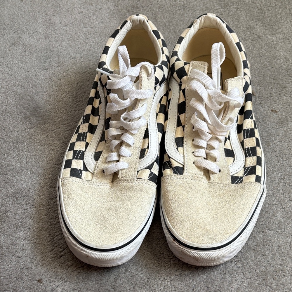 Vans Black and Cream Checkered Sneakers